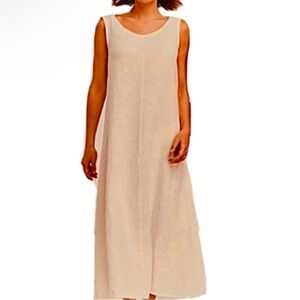 NWT Nurture Tan Sleeveless Linen Blend Maxi Dress Lagenlook Boho Size S